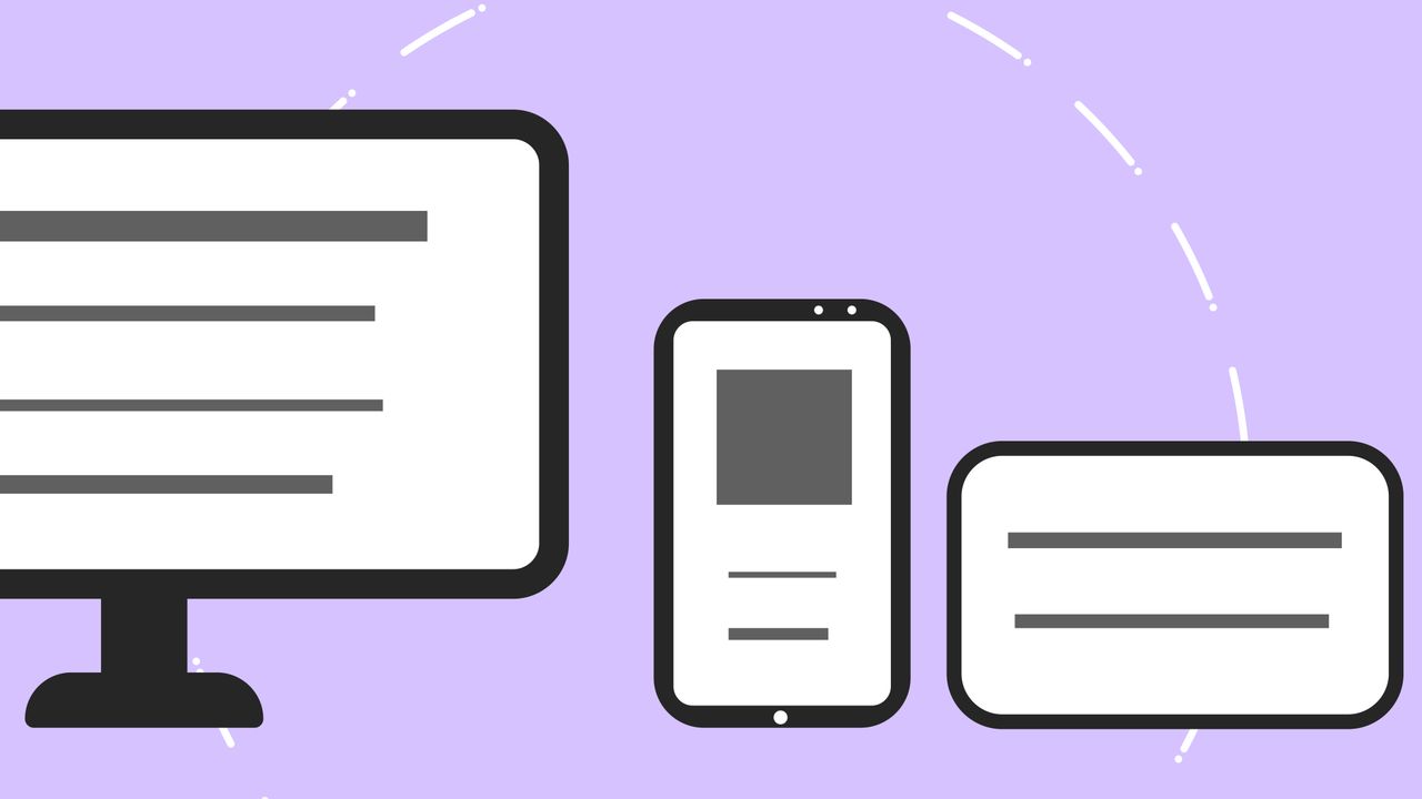 about-01 Vector icons featuring a modern phone beside a computer monitor and a credit card, with gray lines on a purple background